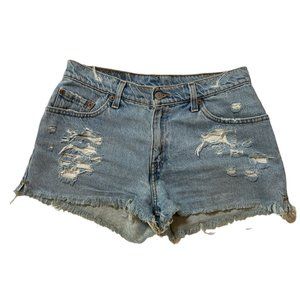 Vintage Levi's Denim Cut off Distressed High Waisted Shorts Size 7